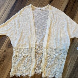 NWT Cream Lace Open Cardigan